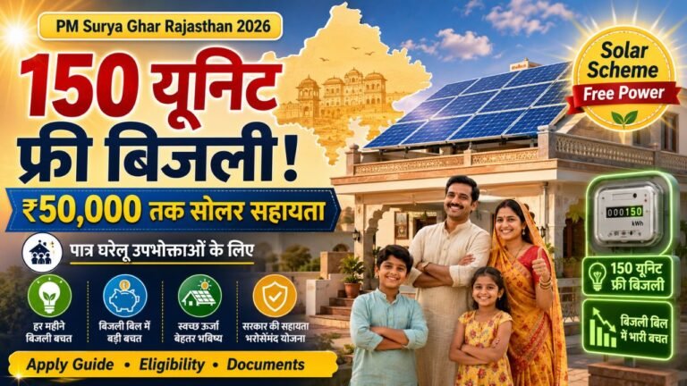 PM Surya Ghar Rajasthan 2026: 150 Unit Free Solar Scheme Apply Guide